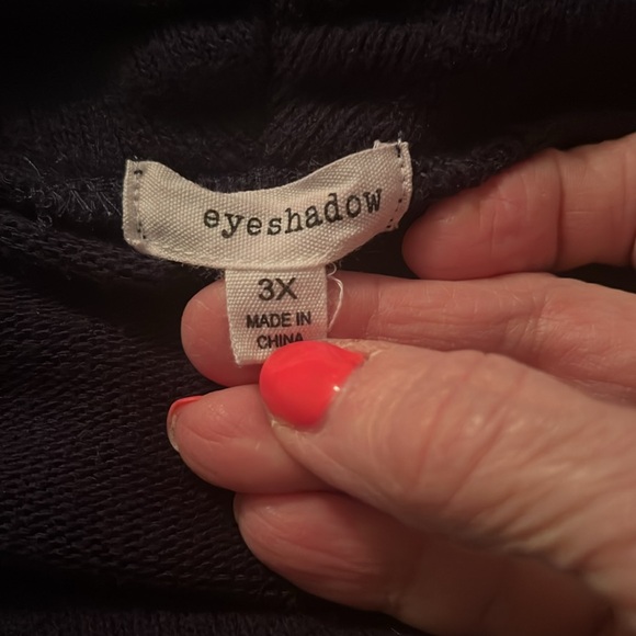 Eye Shadow Navy Cowl Neck Long Sleeve - Picture 3 of 3